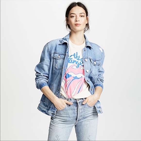 Madewell Oversized Fit Distressed Ripped Denim Jean Jacket Size Small